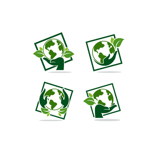 拯救地球，生态符号人类的双手和生长的植物，标志，标签，贴纸，象征收藏图片下载