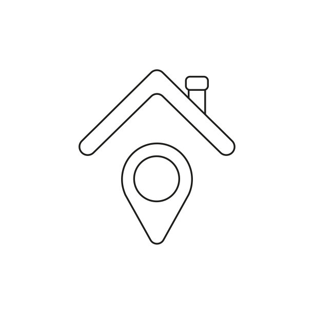 房屋下的地图指针矢量图标概念图片下载