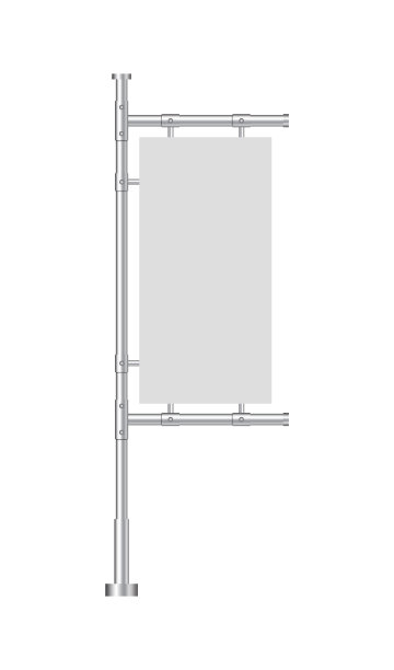 为网站设计空白横幅。白色户外面板旗帜模型风格。站着广告海报，盾上白底。向量eps 10图片下载