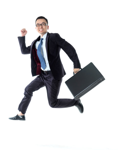 商人运行在白色背景图片下载