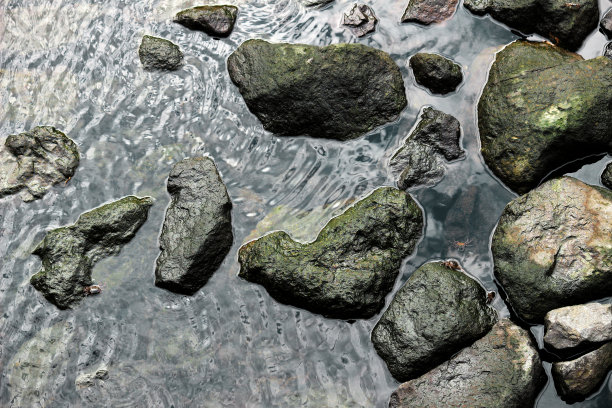 海浪平静的多岩石的海湾图片下载