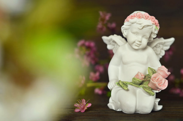 守护天使捧着一束玫瑰图片下载