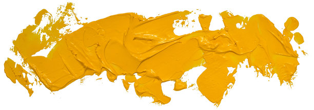 长手画孤立的油彩刷条纹与肮脏的黄色图片下载