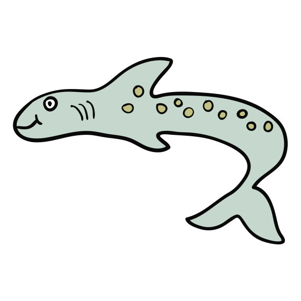 卡通涂鸦线性鲨鱼孤立的白色背景。矢量插图。图片下载