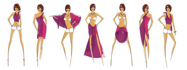 手工制作一条围巾或帕雷奥裙。一步一步指南。设计图纸及pareo添加方案图片下载