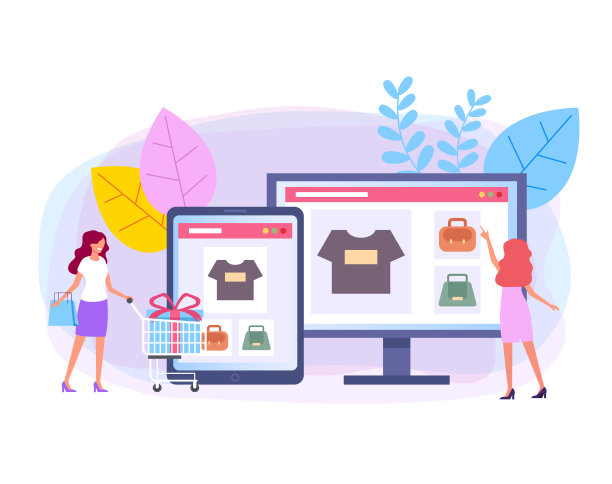 网上网上购物概念。矢量平面卡通设计图形插图图片下载