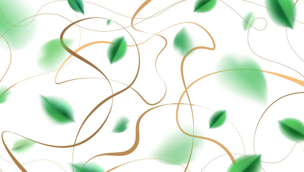 春天的大自然以绿叶为背景，以金色为点缀图片下载