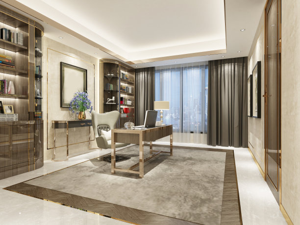 3 d渲染。个人办公室和工作场所。图片下载