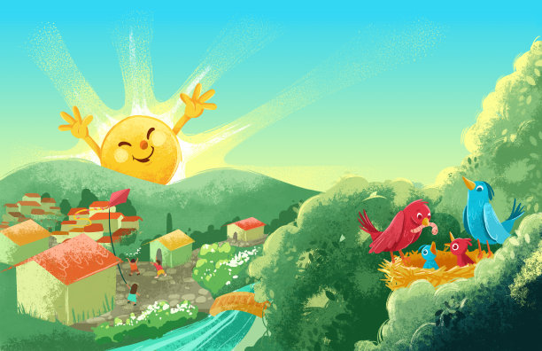 村庄美丽的黎明图片下载