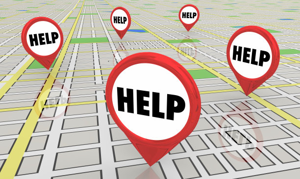 帮助支持援助中心地图引脚3d插图图片下载