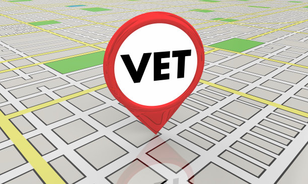 兽医办公室动物医院地图引脚位置3d插图图片下载