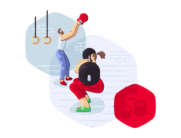 男人和女人在健身房训练图片下载