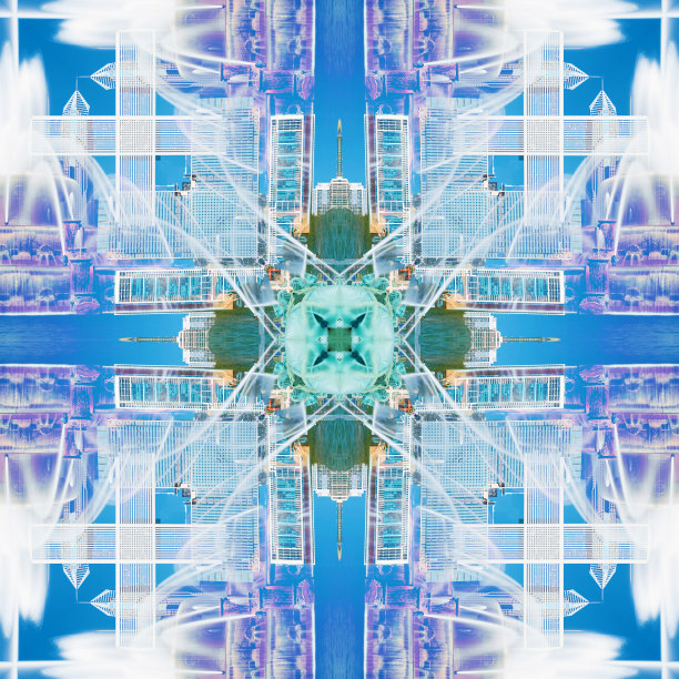 抽象几何对称分形图案图片下载