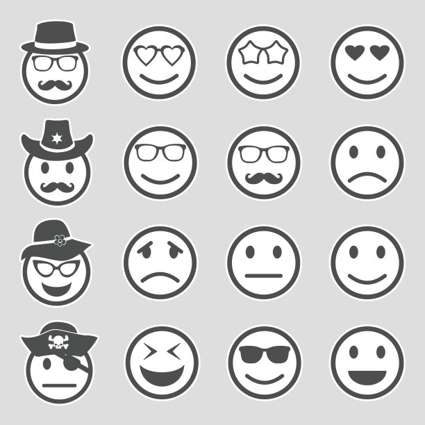 情绪图标贴纸设计矢量插图图片下载