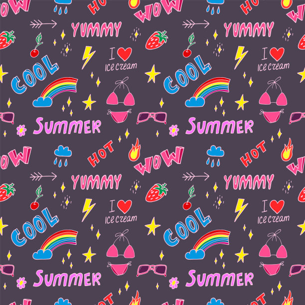 夏日波普艺术无缝图案图片下载