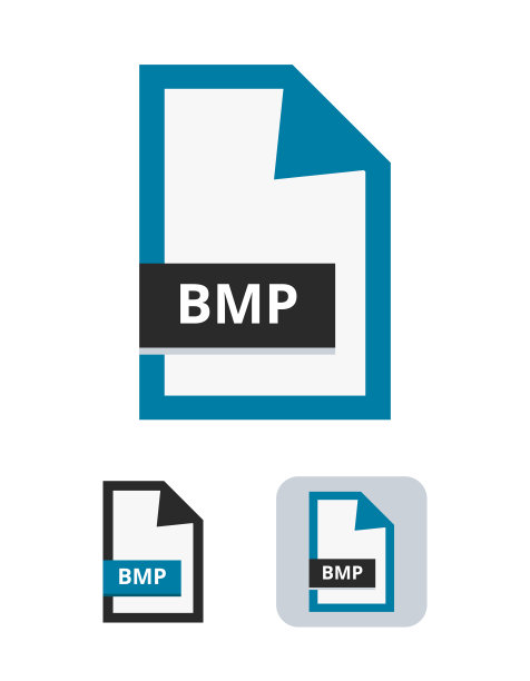 Bmp文件平面矢量图标。栅格图形位图bmp文件的符号，用于图片，照片，图像，图形，网络和打印孤立在白色背景上。图片下载