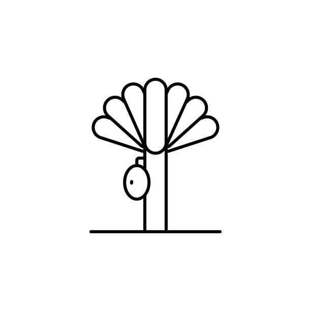 树木蜜蜂图标：用于UI和UX的极简树木轮廓矢量图图片下载