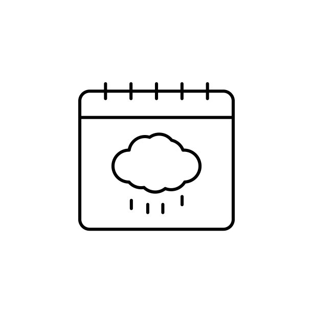 日历云图标：UI、UX网站或移动应用极简细线矢量日历图标图片下载
