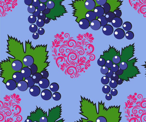 矢量无缝图案用卡通葡萄孤立和民族点缀。插图用于杂志，书籍，海报，卡片，菜单封面，网页。图片下载