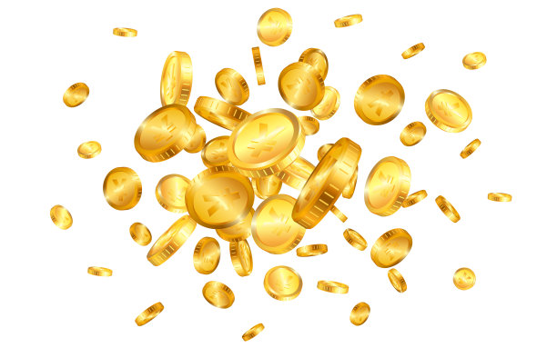 日元金币爆炸孤立在白色背景上。矢量图图片下载