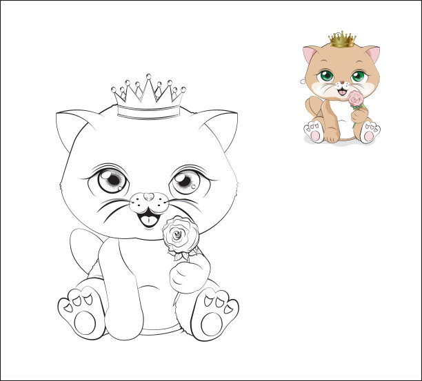 涂色书小花猫图片下载