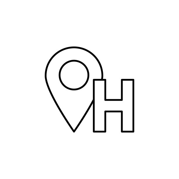 酒店位置图标：UI和UX网站或移动应用细线轮廓矢量图片下载