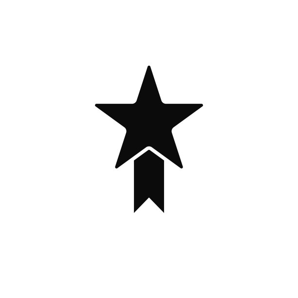 丝带、星星、奖章图标。用于UI和UX、网站或移动应用的简单glyph扁平矢量丝带图标图片下载