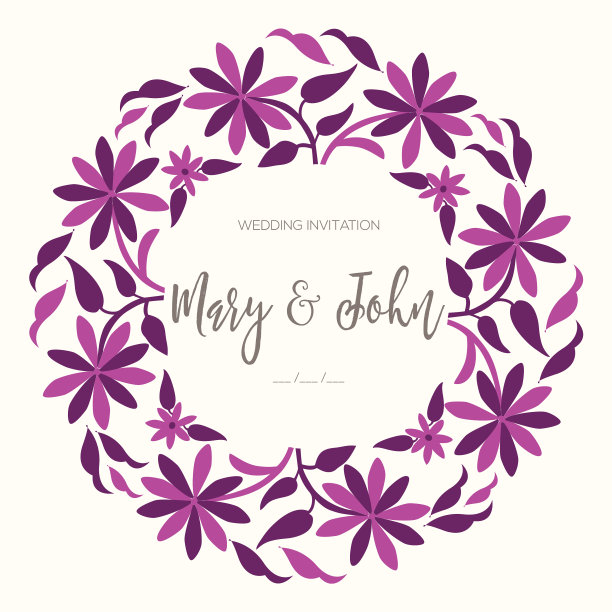大见风格花圈，婚礼邀请-复制空间图片下载