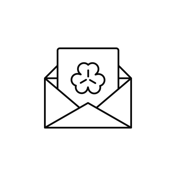 信封，信件，三叶草图标。用于UI和UX，网站或移动应用程序的圣帕特里克节图标的简单细线，轮廓矢量图片下载