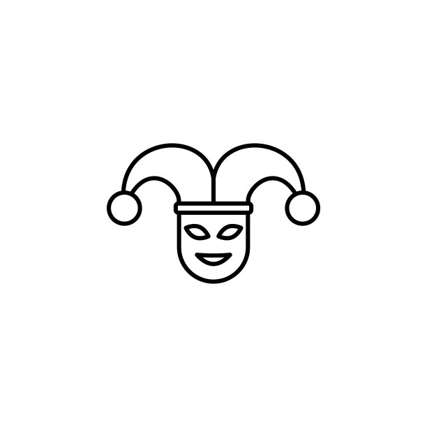 狂欢节，小丑偶像。简单的细线，为UI和UX，网站或移动应用程序的狂欢节图标的轮廓矢量图片下载