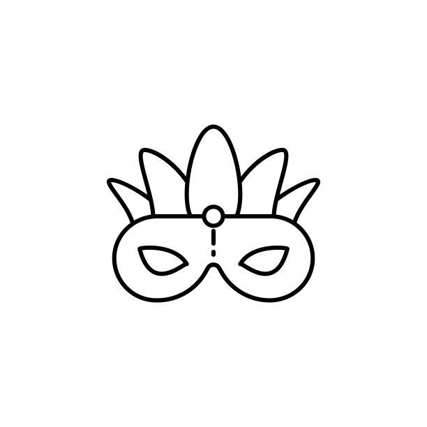 狂欢节面具图标：UI和UX细线条矢量素材图片下载