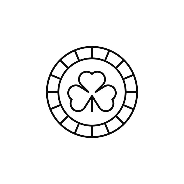 三叶草圆形图标，圣帕特里克节细线矢量图标图片下载