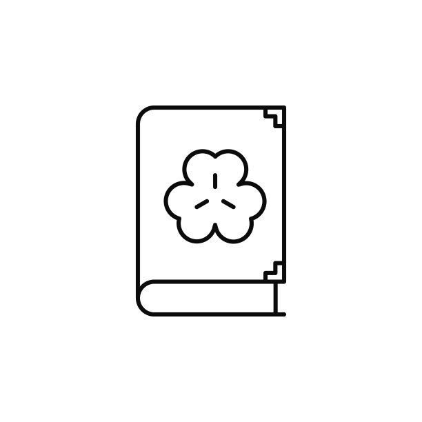 书本、三叶草图标。圣帕特里克节图标的简约细线轮廓矢量，适用于UI、UX、网站或移动应用程序。图片下载