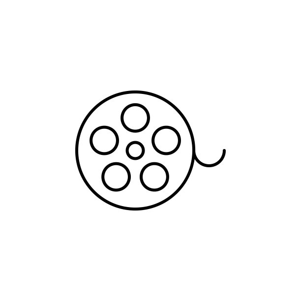 电影胶片图标：UI和UX网站或移动应用的极简线条风格电影屏幕矢量图图片下载
