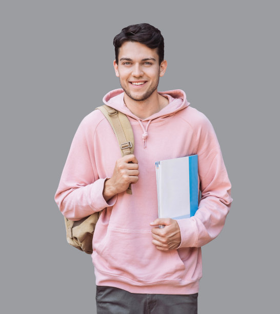 开朗男子学生肖像孤立图片下载