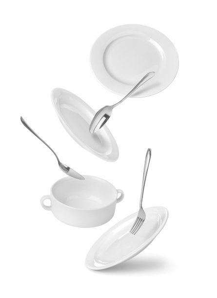 餐具，盘子，叉子和勺子孤立图片下载