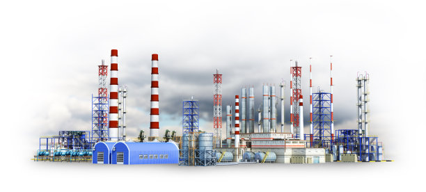 工厂孤立在白色背景上。三维演示图片下载