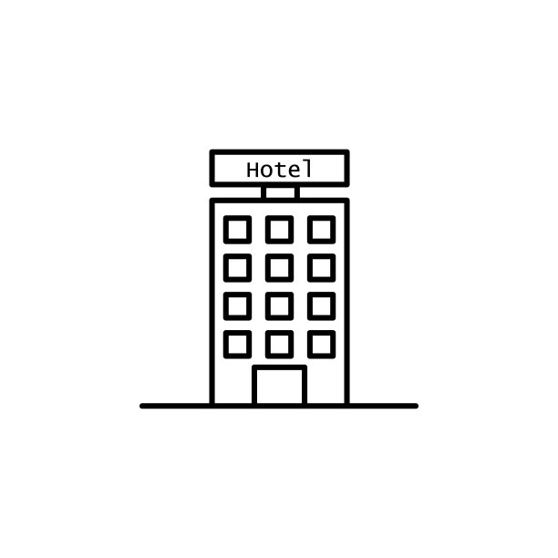酒店建筑图标：用于UI和UX的极简线条矢量图形图片下载