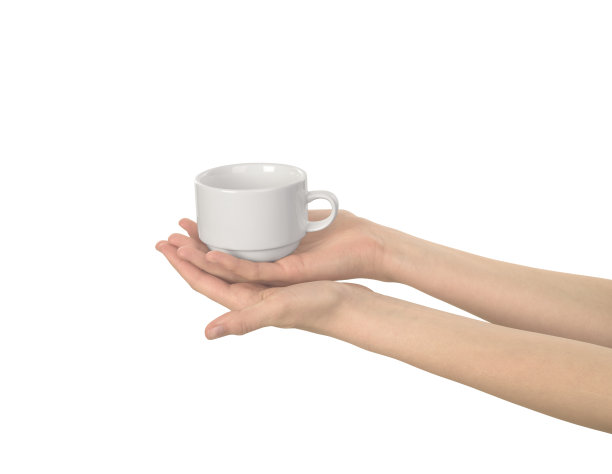 白空杯在女子手中孤立图片下载