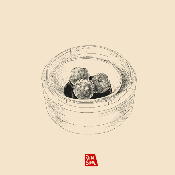 矢量图草图。点心。蒸肉丸。手绘复古风格。图片下载