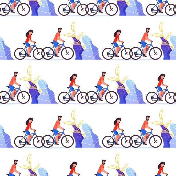 健康生活方式无缝图案扁平矢量图片下载