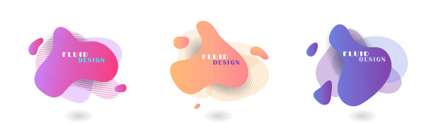 一套抽象的现代图形元素。流体颜色抽象几何形状。抽象的背景。图片下载