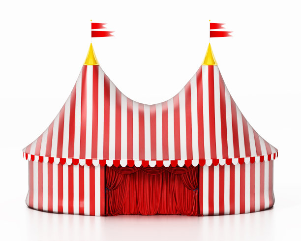 大型马戏团帐篷孤立在白色图片下载