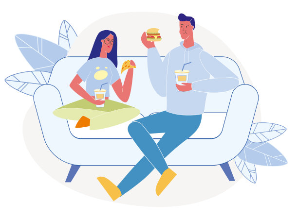 居家美味晚餐矢量插画图片下载