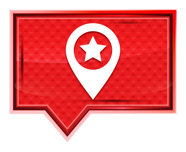 地图指针星形图标朦胧玫瑰粉色旗帜按钮图片下载