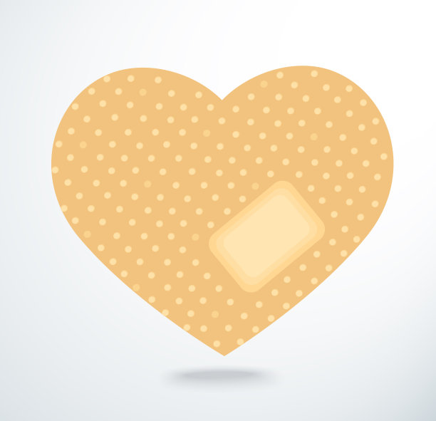 膏药上破碎的心图标矢量图片下载