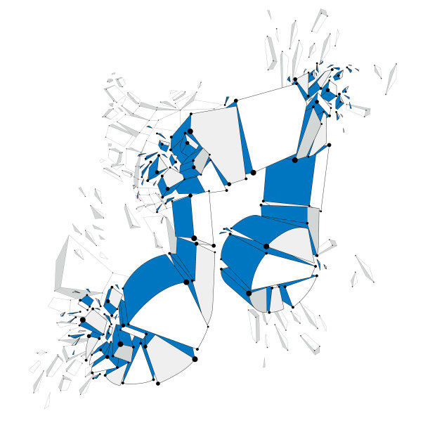 音符爆炸到碎片，矢量3d逼真的插图符号。硬和响亮的声音概念，强大的声音，摇滚或电子流派，音乐的能量和振动，节日的想法。图片下载