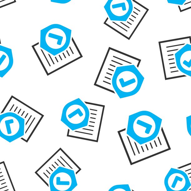 保险政策图标无缝模式背景。在白色孤立背景上报告矢量图。记录业务概念。图片下载