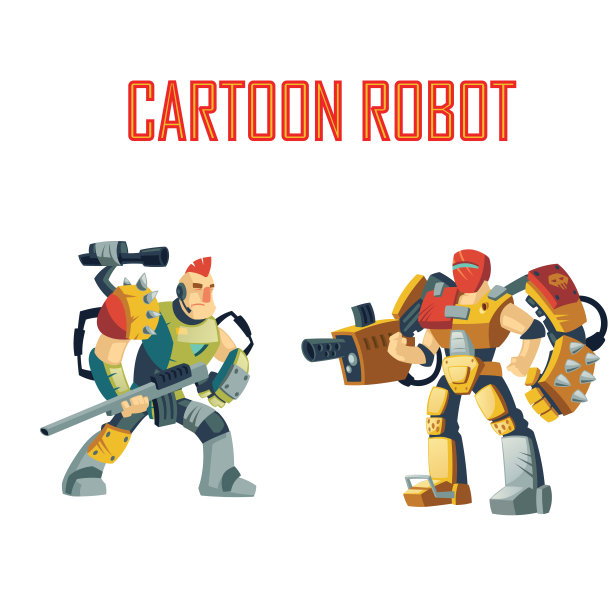 用于角色扮演视频游戏的卡通战斗机器人。战斗机器人图片下载