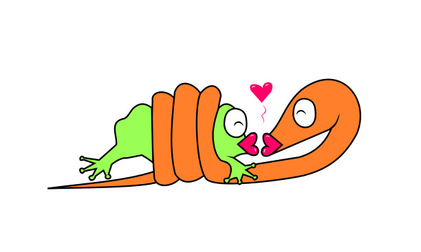 蛇把青蛙裹在身体里亲吻图片下载